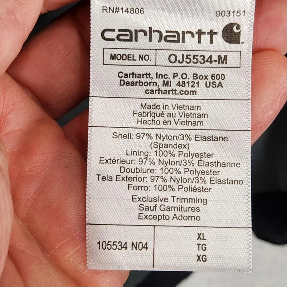 Carhartt Jacket Mens XL Black Super Dux Relaxed Fit Softshell Full Zip 0J5534-M
